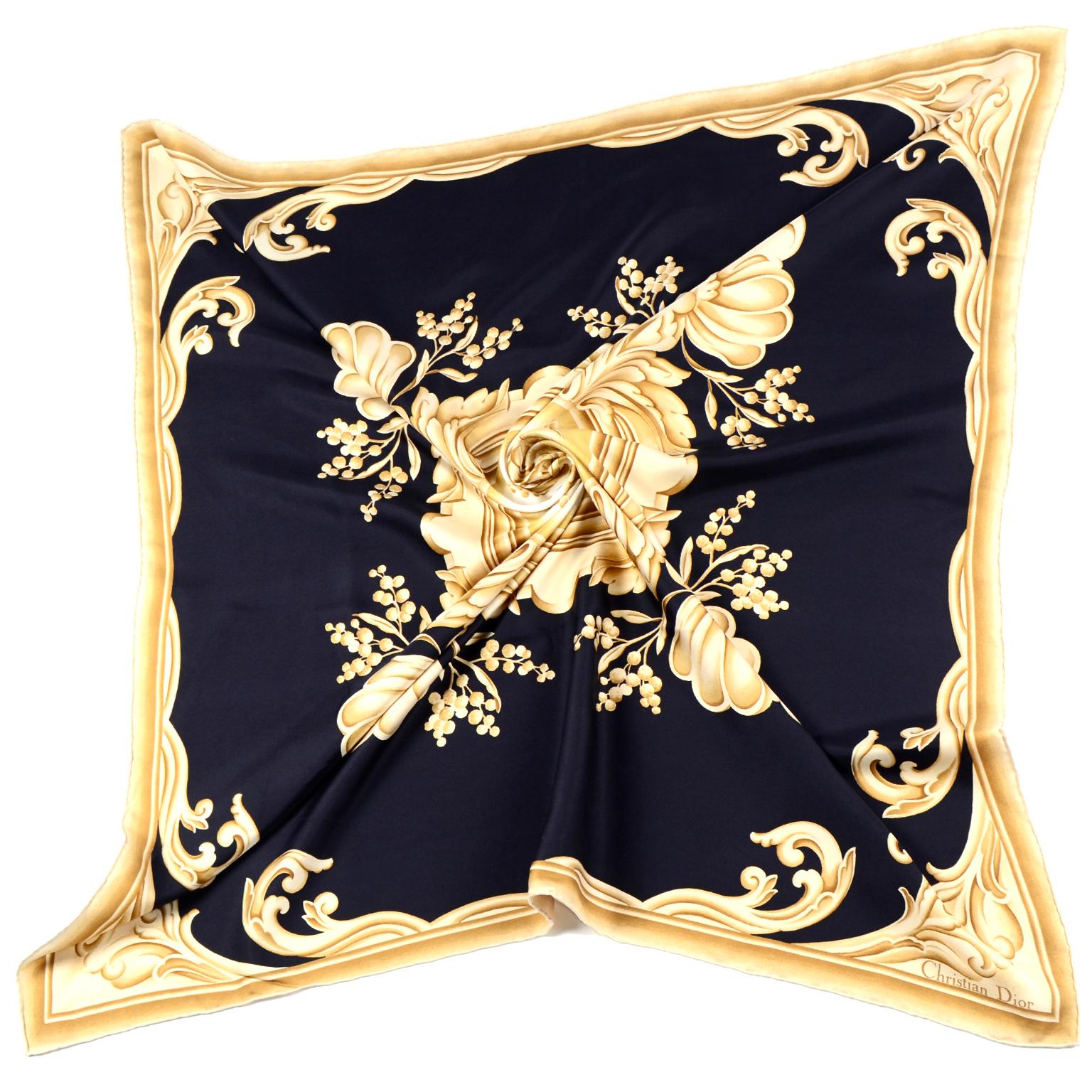 black and gold silk scarf