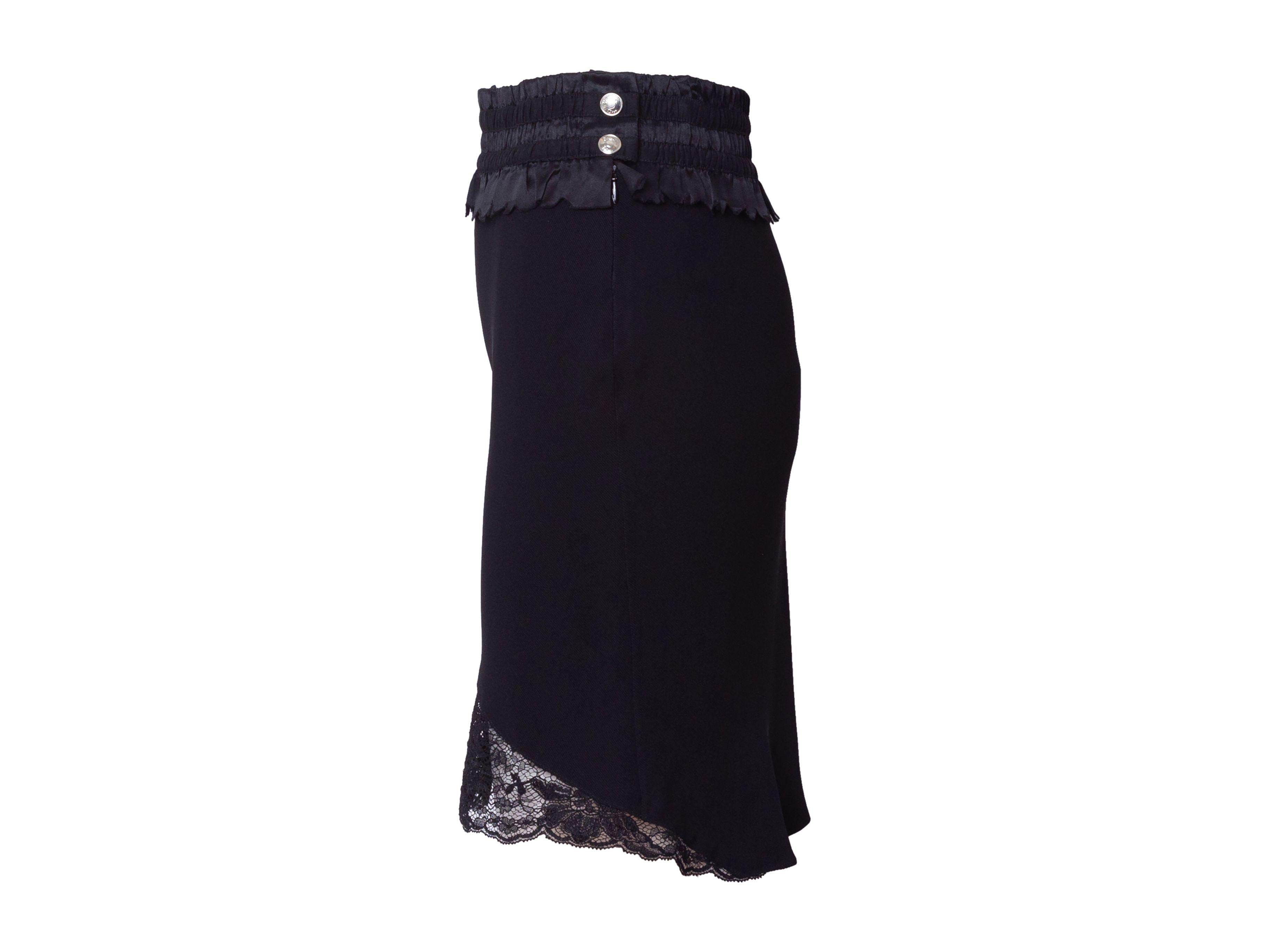 Christian Dior Vintage Black Black Lace-Trimmed Skirt In Good Condition In New York, NY