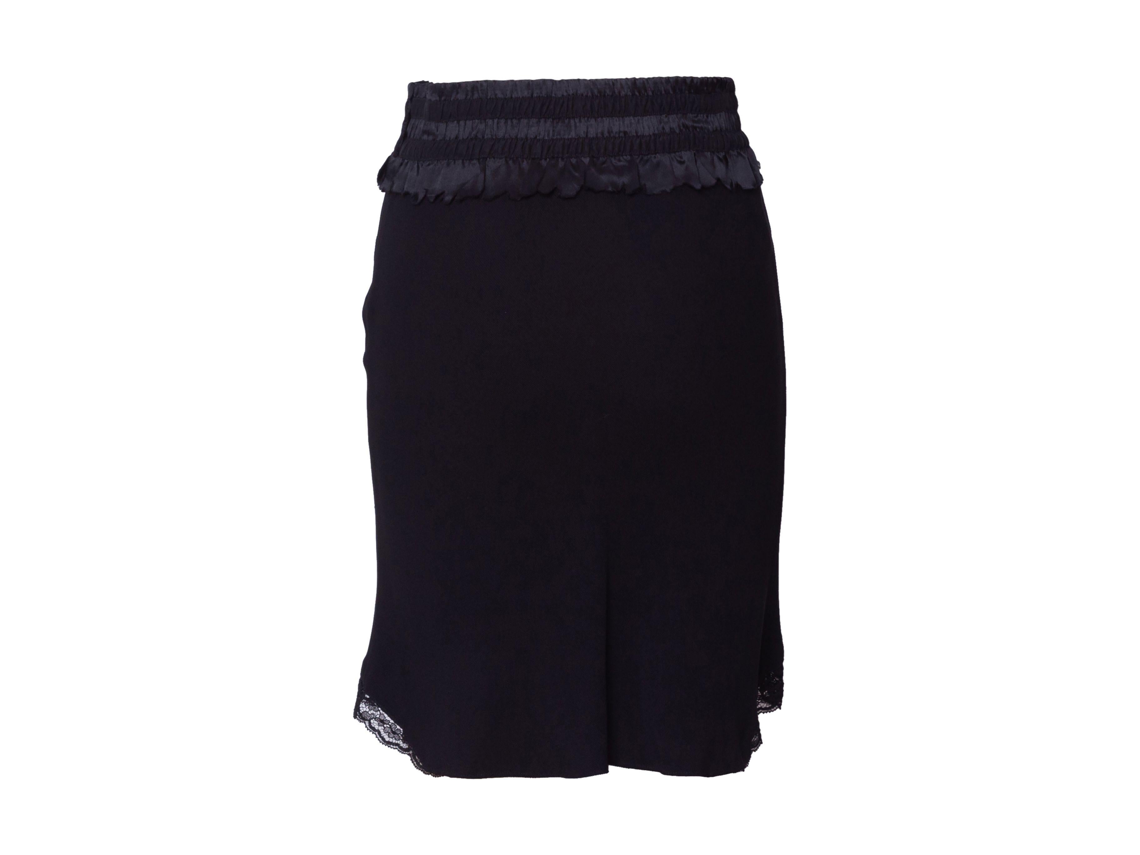 Women's Christian Dior Vintage Black Black Lace-Trimmed Skirt