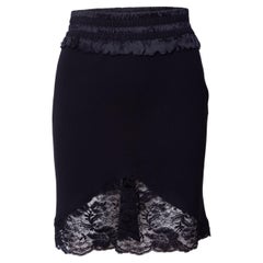 Christian Dior Vintage Black Black Lace-Trimmed Skirt