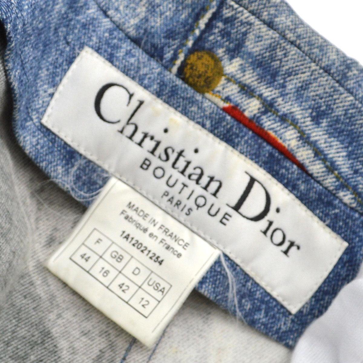 Christian Dior Vintage Black Blue Jean Denim Moto Jacket 1