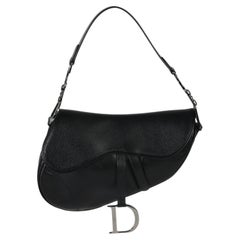 Christian Dior Vintage Black Calfskin Saddle Bag