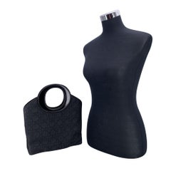 Christian Dior Vintage Black Cannage Quilted Fabric Tote Bag