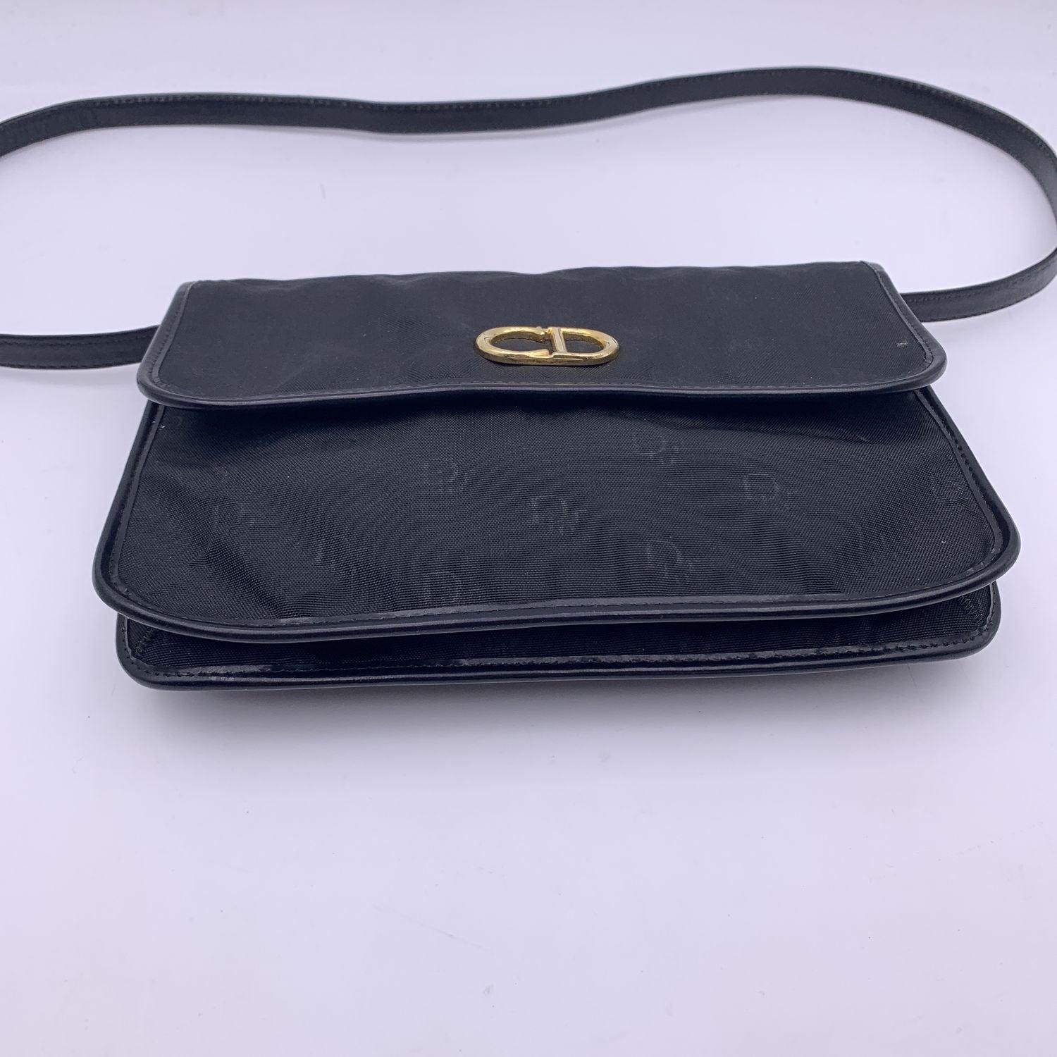 Women's Christian Dior Vintage Black Canvas Logo Convertible Shoulder Bag