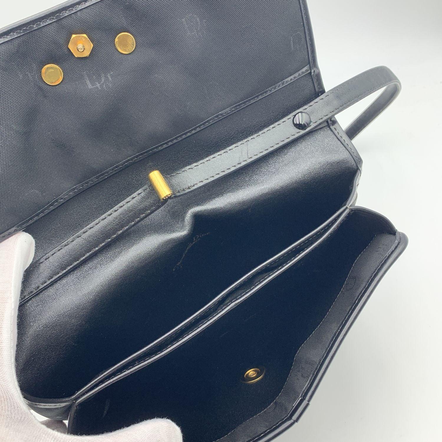 Christian Dior Vintage Black Canvas Logo Convertible Shoulder Bag 1