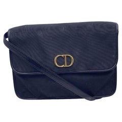 Christian Dior Vintage Black Canvas Logo Convertible Shoulder Bag