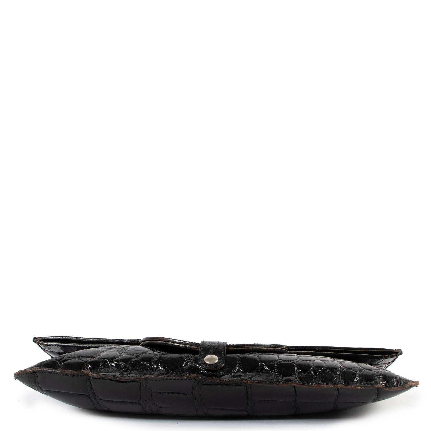 Women's or Men's Christian Dior Vintage Black Crocodile Leather 2-In-1 Clutch