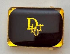 Christian Dior Vintage Black Enamel and Gold Toned Belt Buckle Circa 1980s