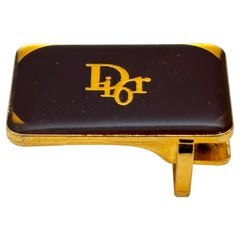 Christian Dior Fibbia da cintura vintage in smalto nero e tonalità oro Circa 1980