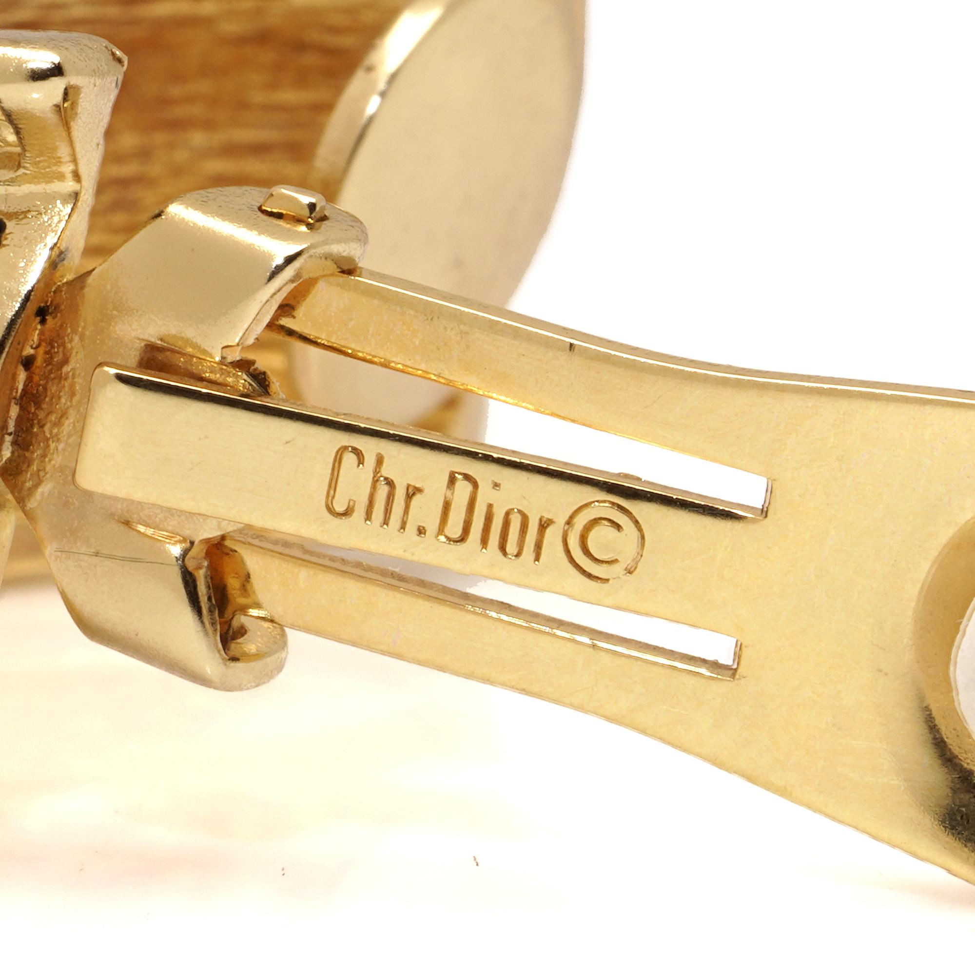 Christian Dior Vintage Black Enamel & Crystal Clip-On Earrings For Sale 2