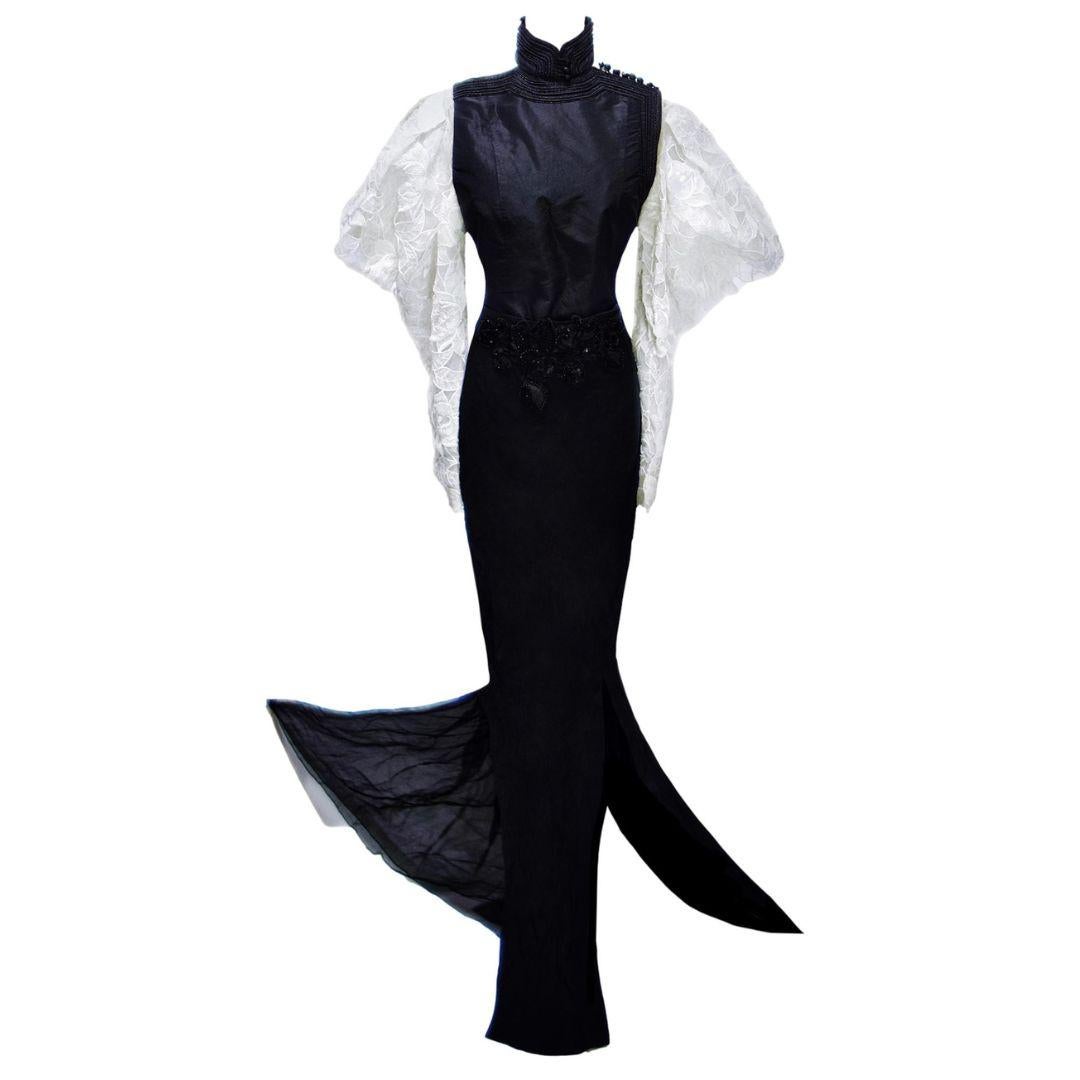 Christian Dior - Gianfranco Ferre Vintage Black Evening Skirt Suit Fall/Winter 1994 
Top Size 40FR
Embellished Skirt Size 38FR