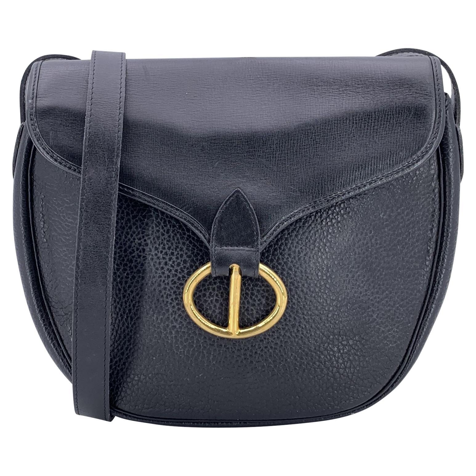Christian Dior Vintage Black Leather Bobby Crossbody Bag