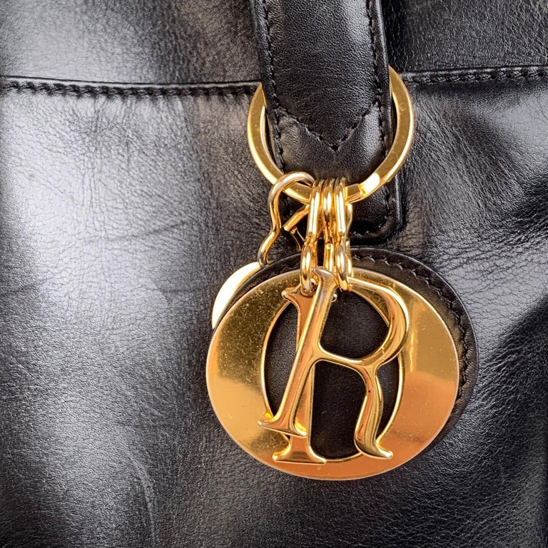 Christian Dior Vintage Black Leather Charms Handbag Top Handles Bag For  Sale at 1stDibs | leather hobo purses, dior white bag