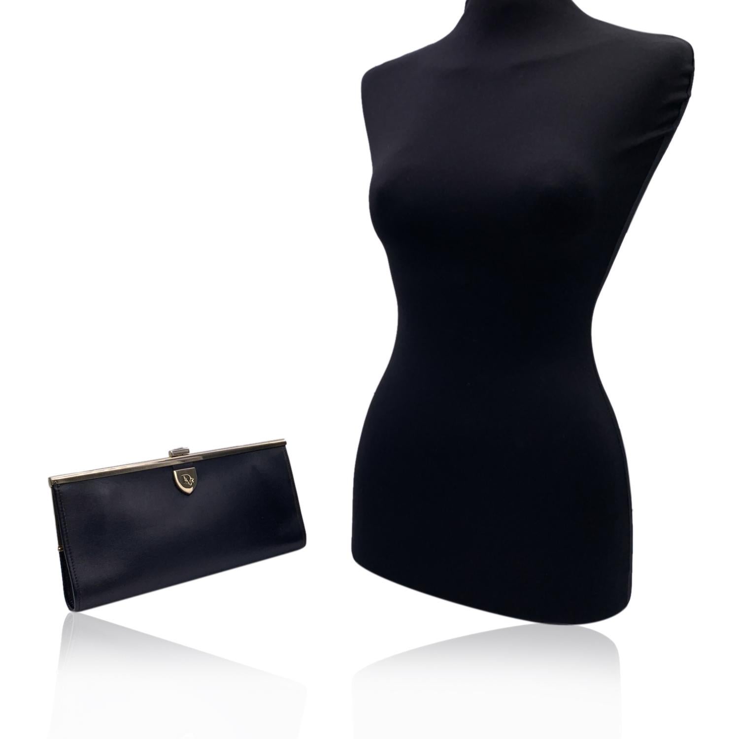Christian Dior Vintage Black Leather Clutch Bag Evening Purse In Excellent Condition In Rome, Rome