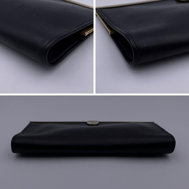 Women's Christian Dior Vintage Black Leather Clutch Bag Evening Purse