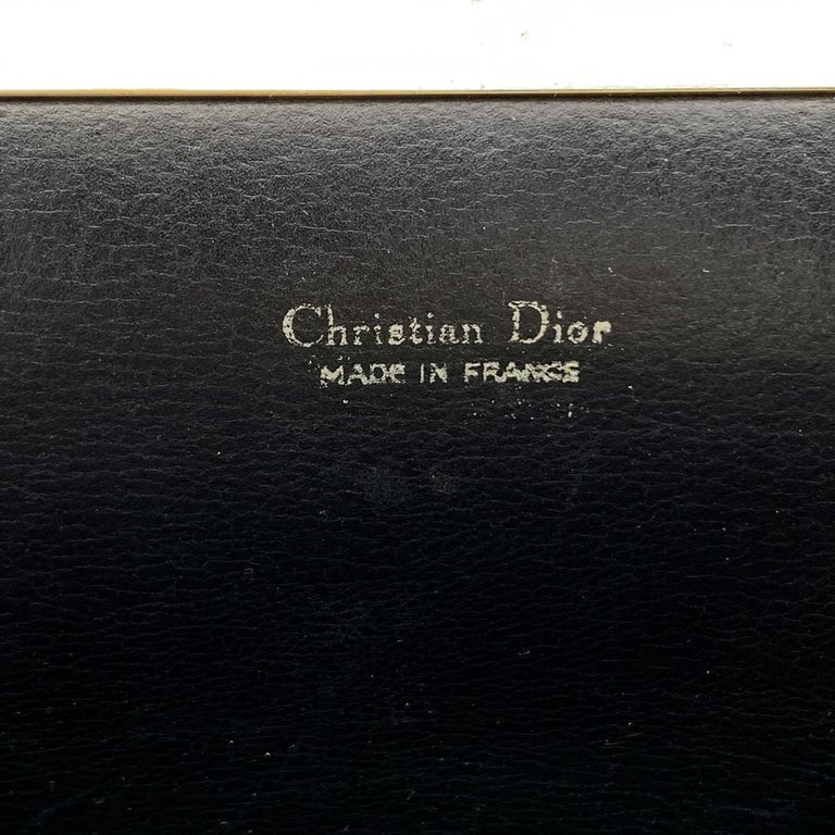 Christian Dior Vintage Black Leather Clutch Bag Evening Purse 3