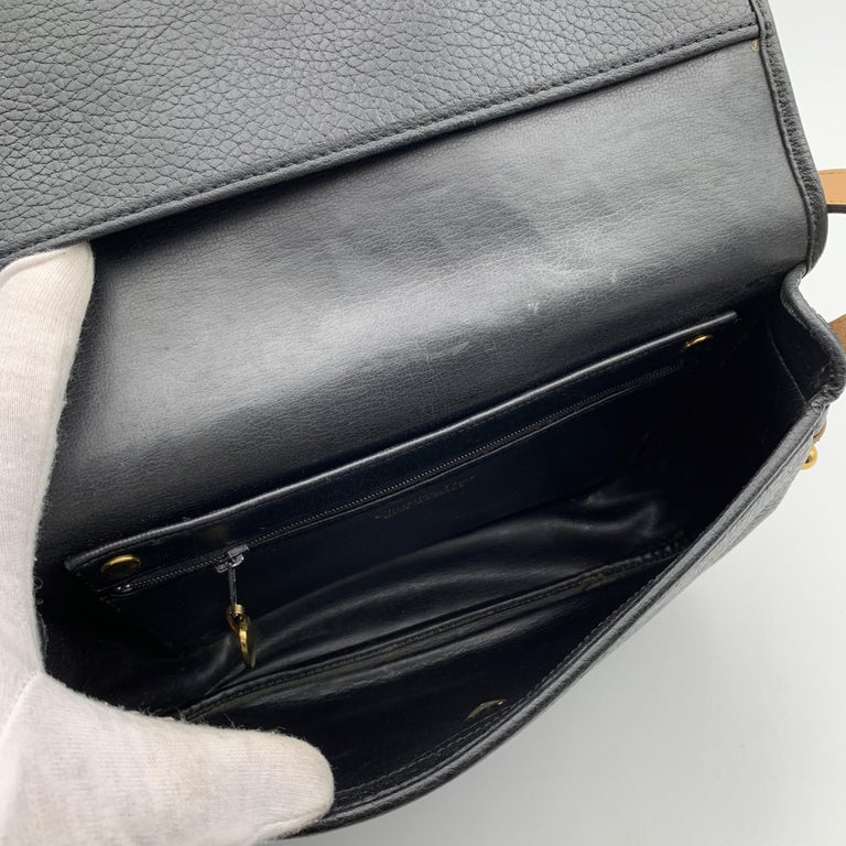 Christian Dior Vintage Black Leather Flap Messenger Crossbody Bag For ...