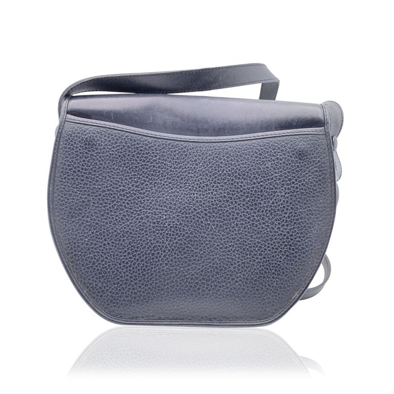 Christian Dior Vintage Black Leather Messenger Shoulder Bag For Sale at