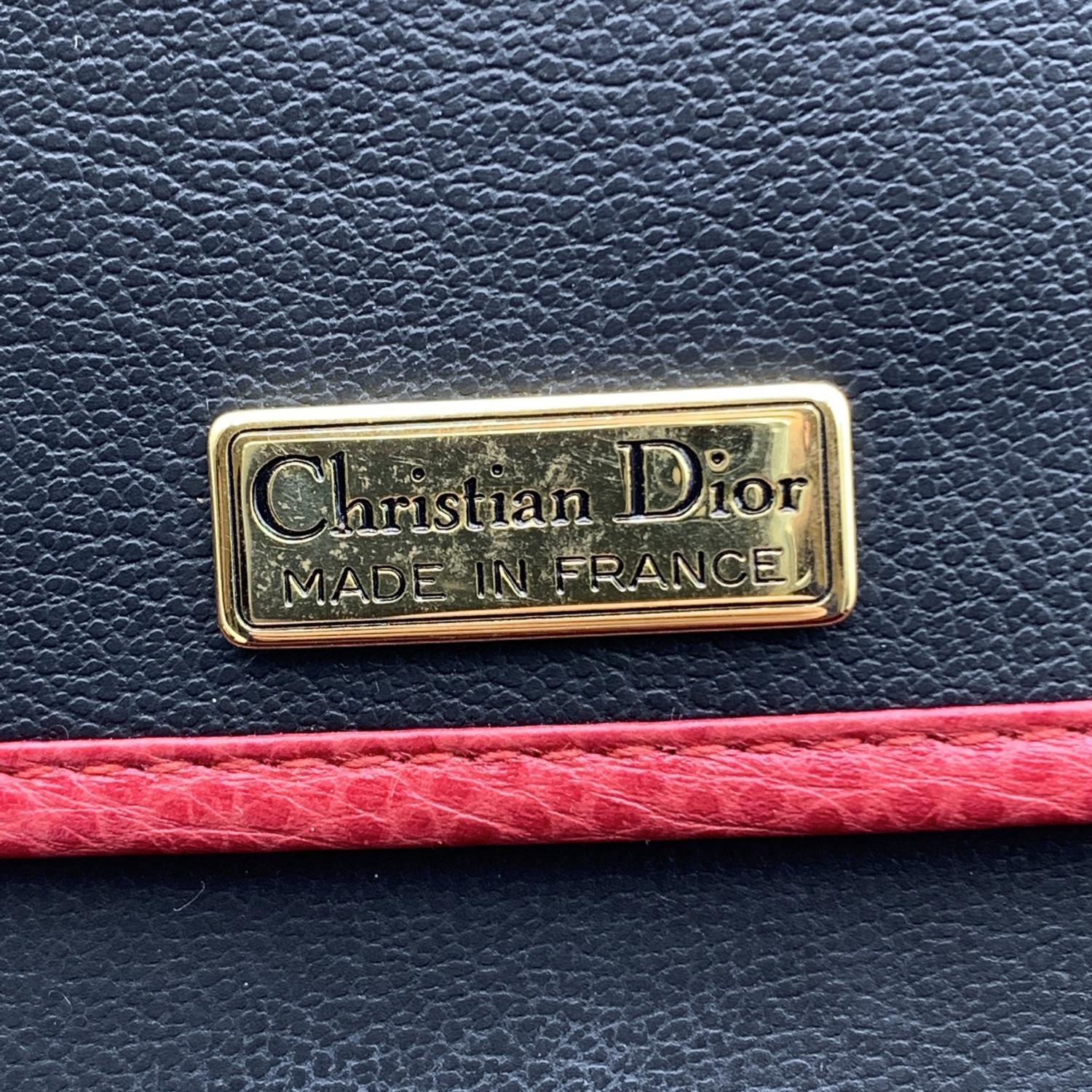 Christian Dior Vintage Black Leather Messenger Shoulder Bag 1