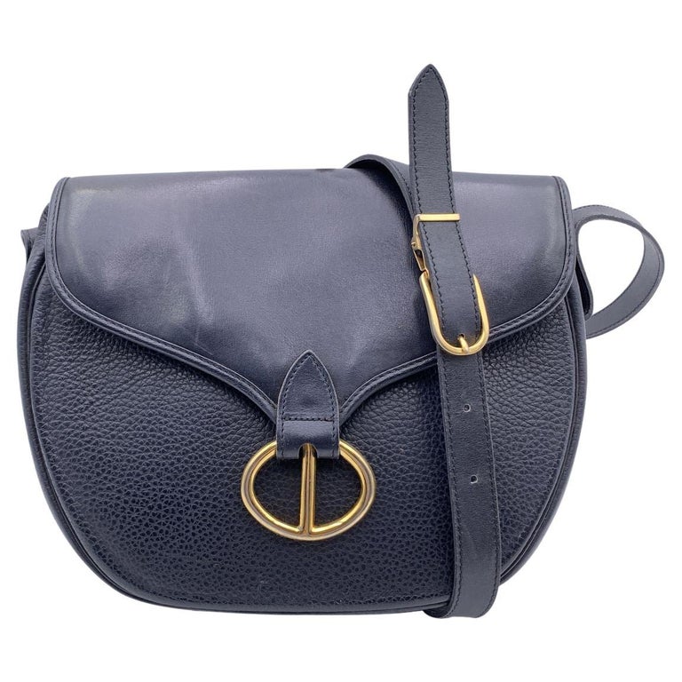 Christian Dior Vintage Black Leather Messenger Shoulder Bag For Sale at ...
