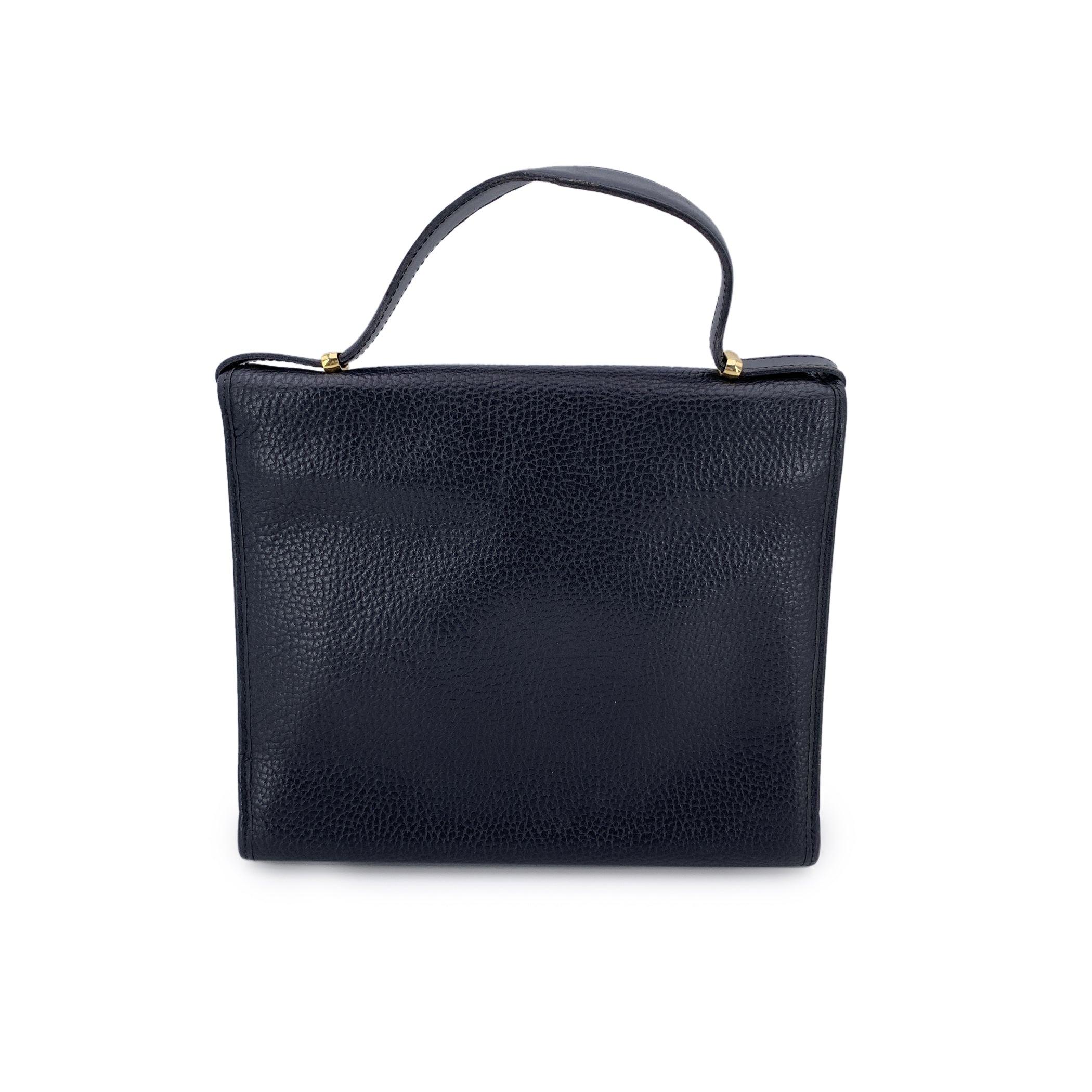 Christian Dior Vintage Black Leather Satchel Handbag Bag In Good Condition For Sale In Rome, Rome