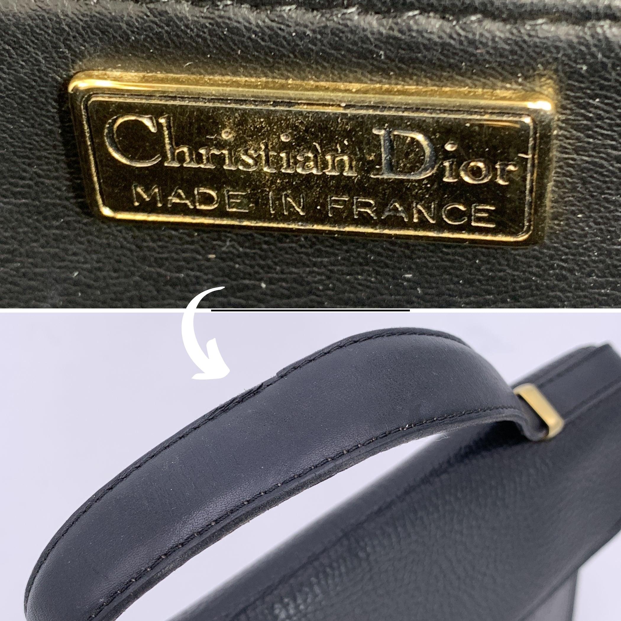 Women's Christian Dior Vintage Black Leather Satchel Handbag Bag For Sale