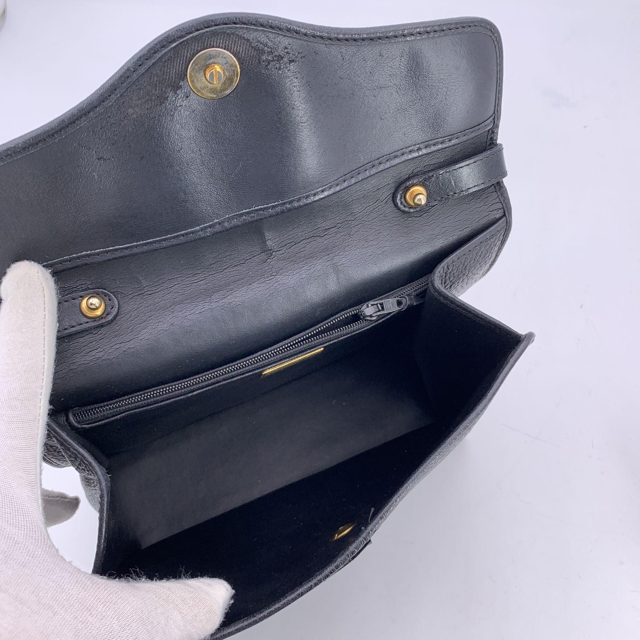 Christian Dior Vintage Black Leather Satchel Handbag Bag For Sale 1