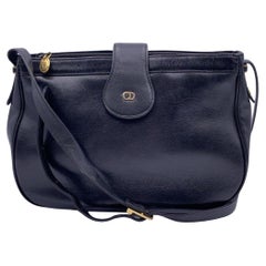 Christian Dior Vintage Black Leather Shoulder Crossbody Bag