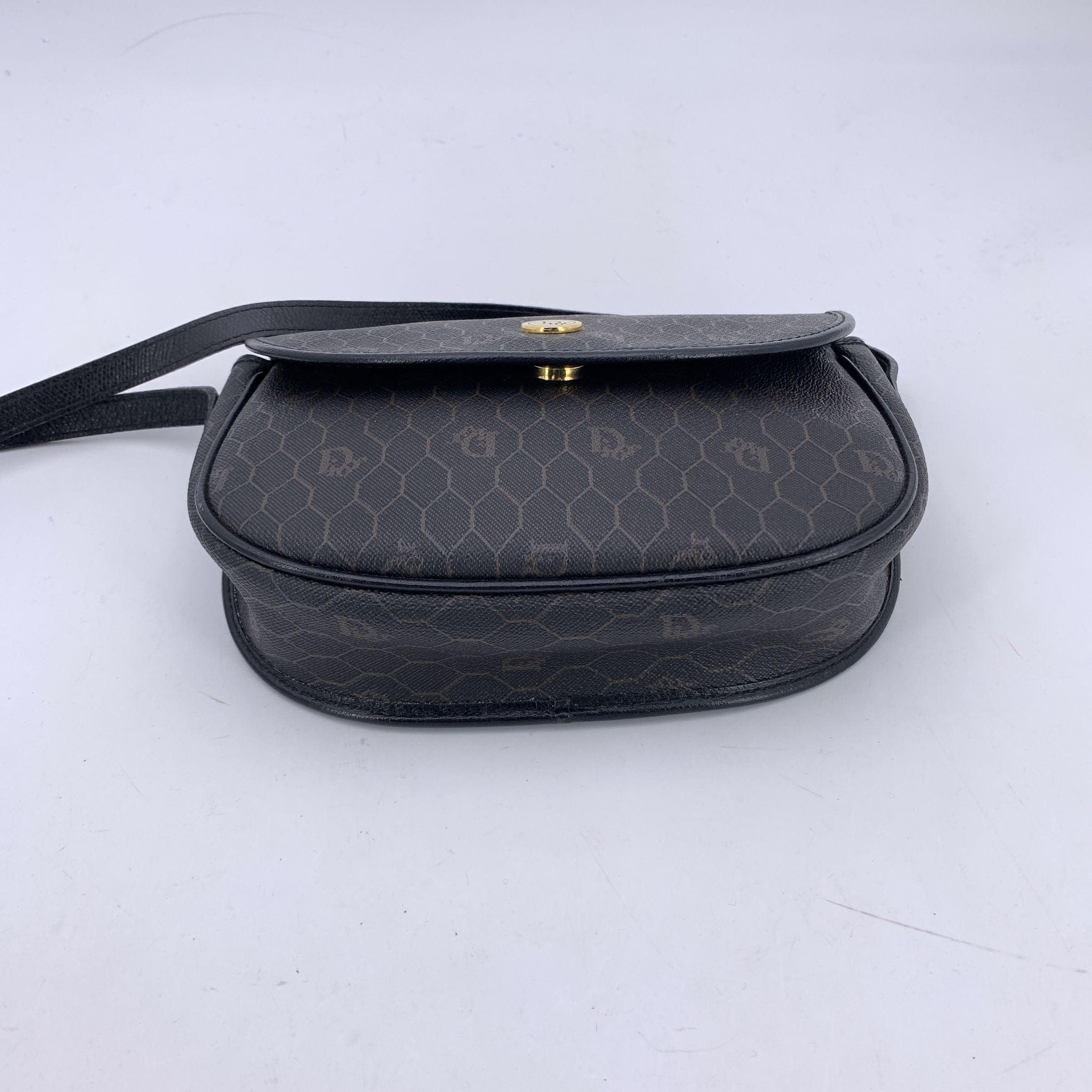 Women's Christian Dior Vintage Black Logo Canvas Small Flap Shoulder Bag