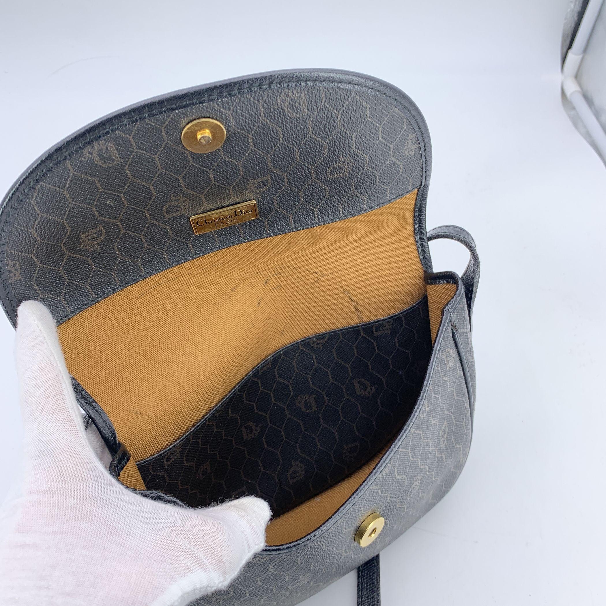 Christian Dior Vintage Black Logo Canvas Small Flap Shoulder Bag 1