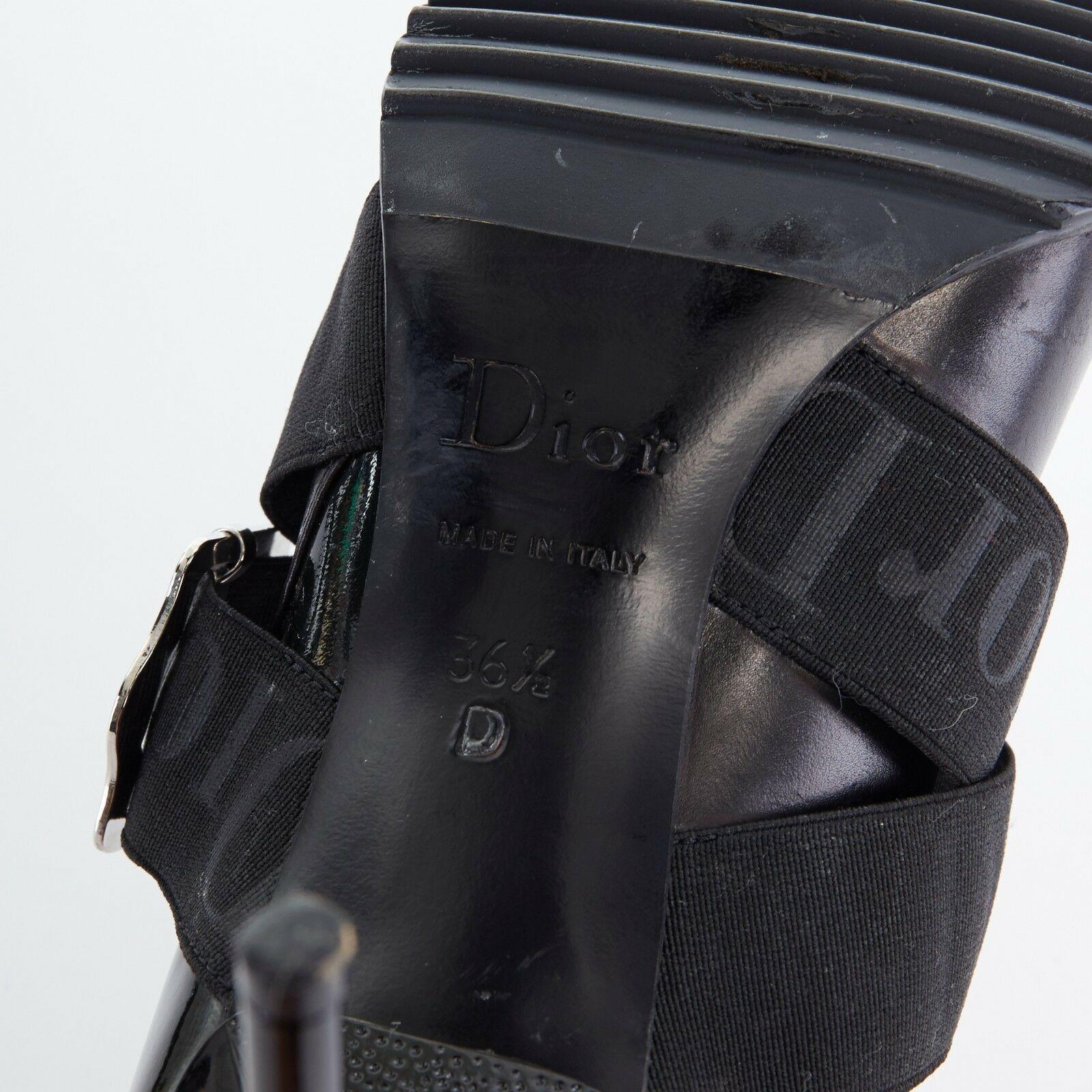 CHRISTIAN DIOR Vintage black logo elasticated strap point toe pumps EU36.5 US6.5 5