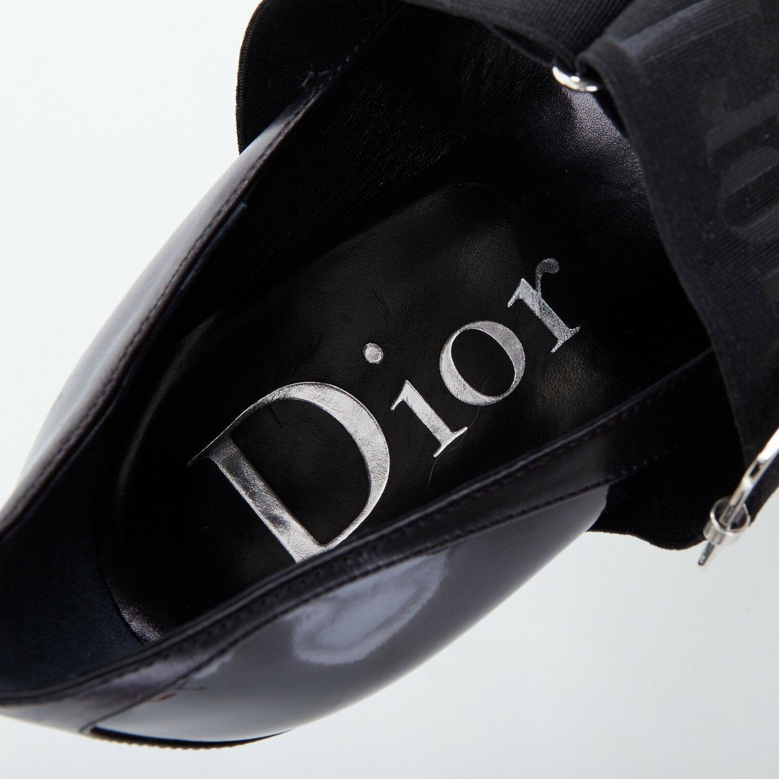 CHRISTIAN DIOR Vintage black logo elasticated strap point toe pumps EU36.5 US6.5 4