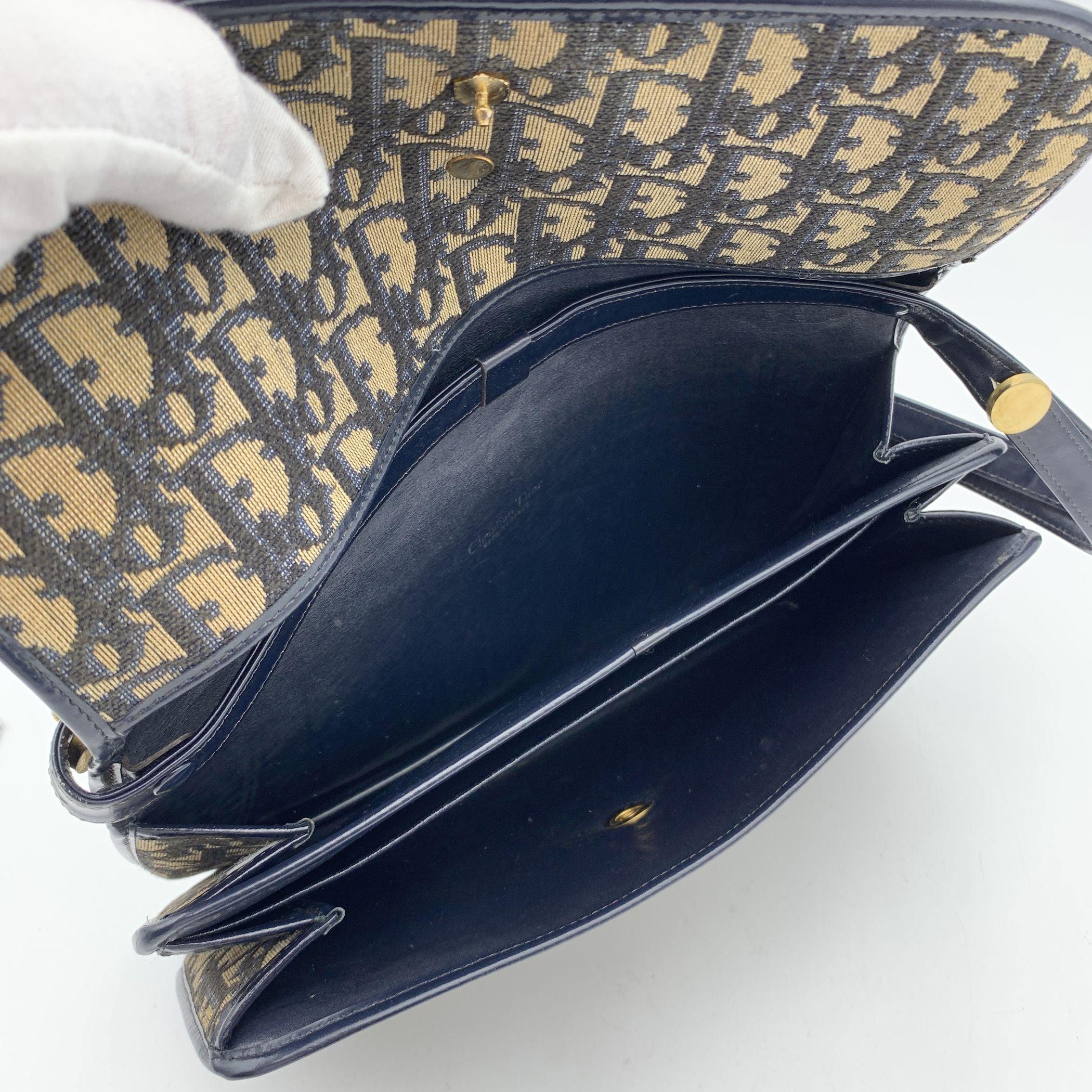 Christian Dior Vintage Black Oblique Monogram Flap Shoulder Bag 1