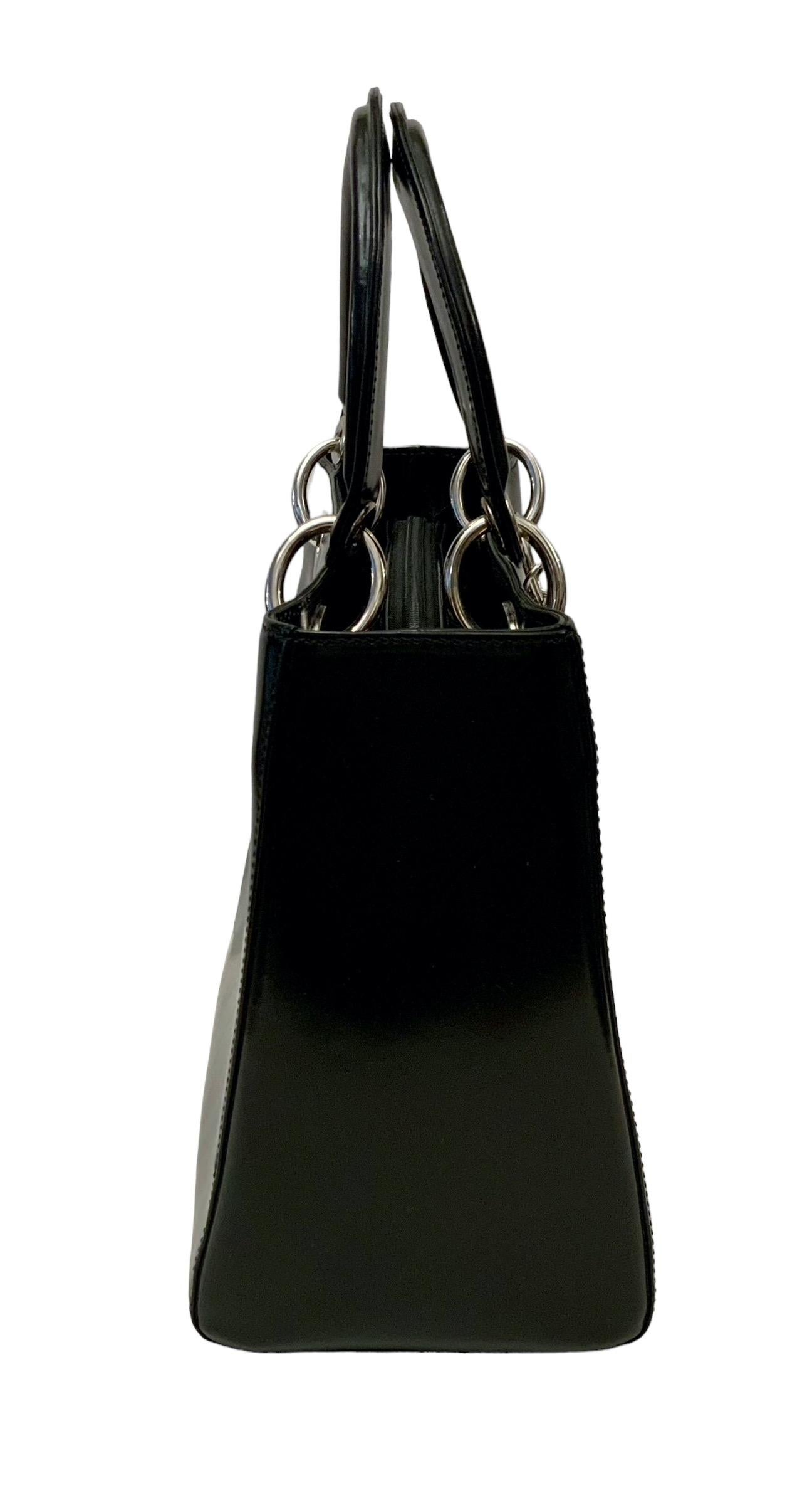 Christian Dior Vintage Black Spazzolato Leather Lady Dior Bag  1