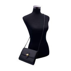 Christian Dior Vintage Blue Leather Gold Logo Shoulder Crossbody Bag