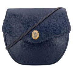 Christian Dior Vintage Blue Leather Shoulder Crossbody Bag