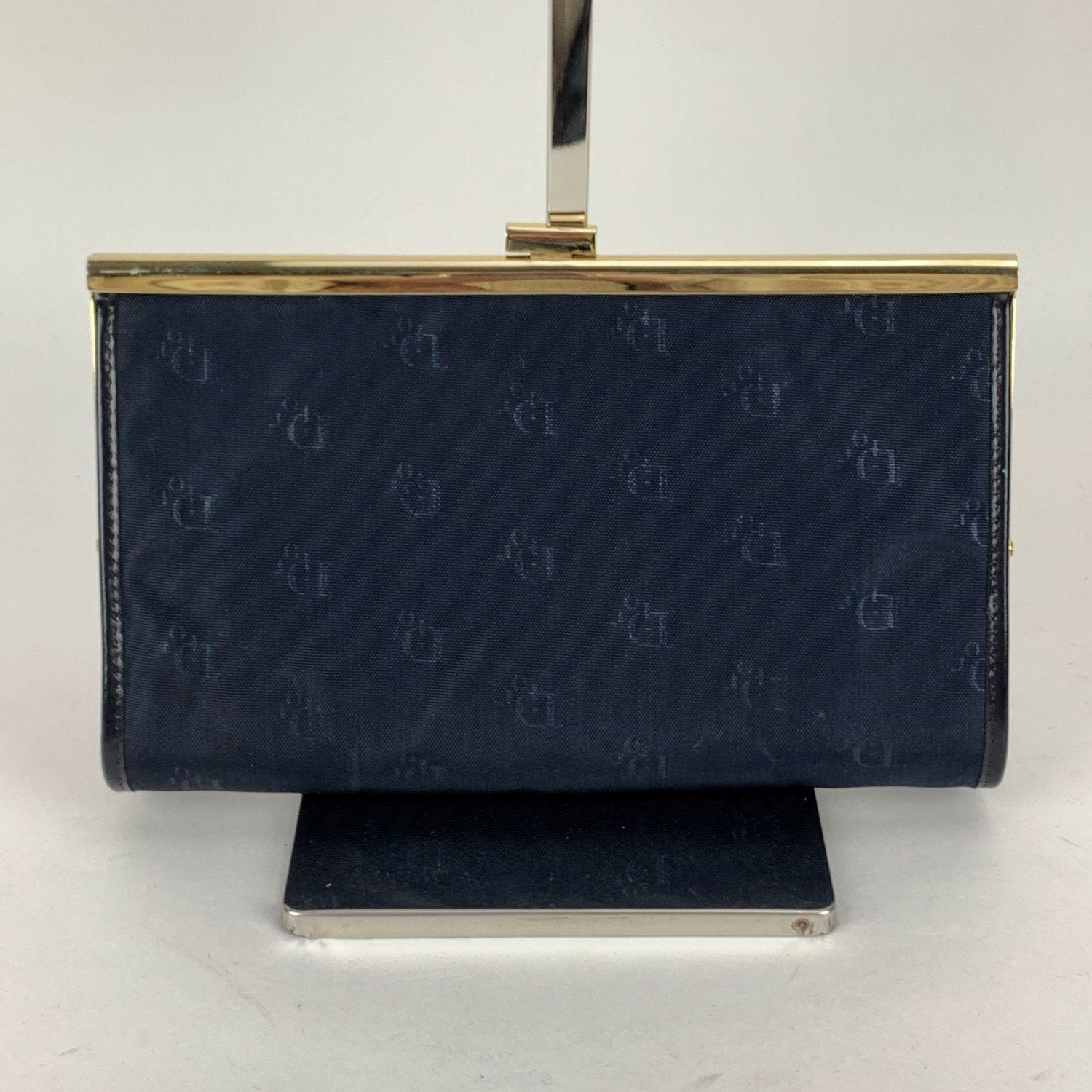 Women's Christian Dior Vintage Blue Logo Canvas Small Clutch Bag Purse