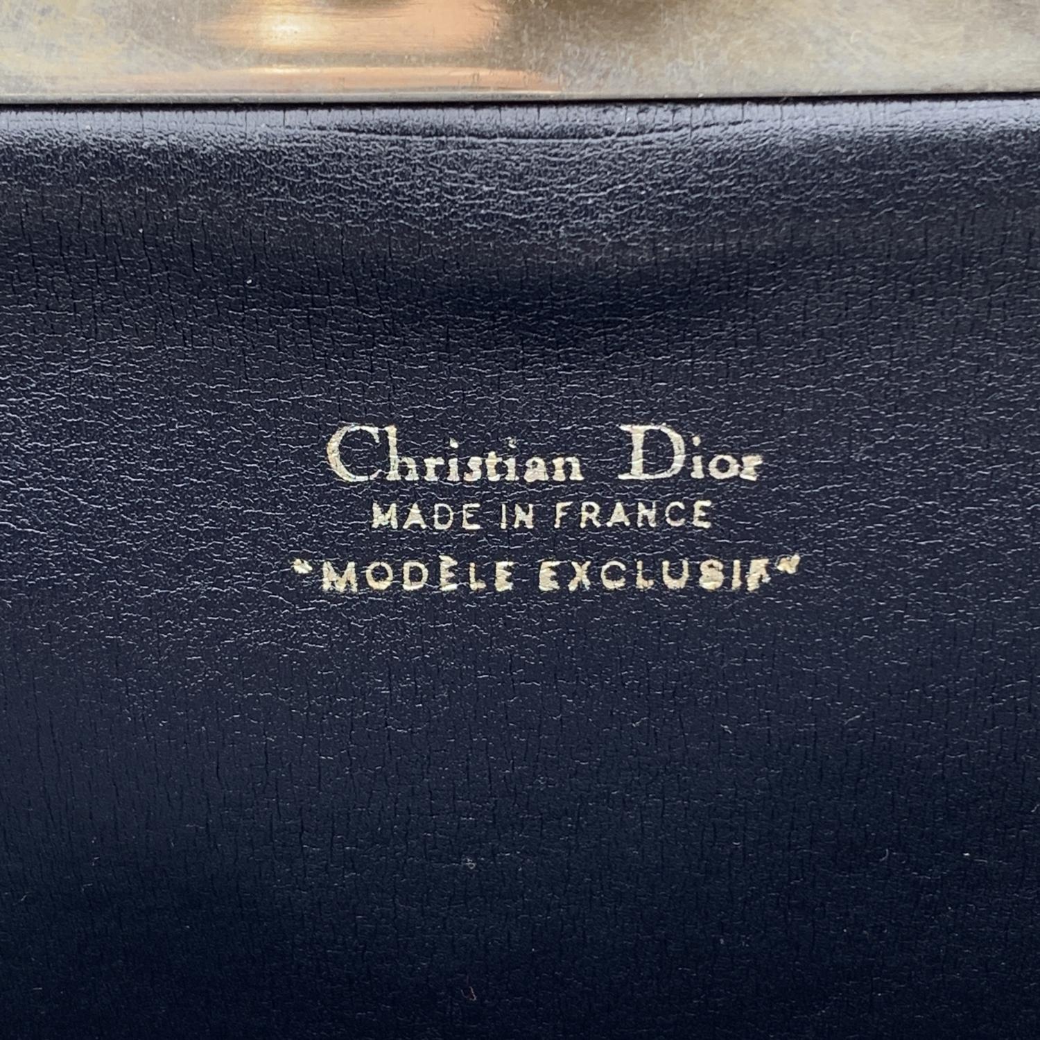Christian Dior Vintage Blue Logo Tapestry Canvas Clutch Bag Purse 2