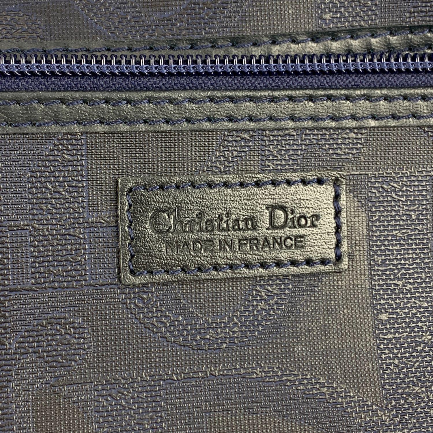Christian Dior Vintage Blue Monogram Canvas Handbag Boston Bag 1