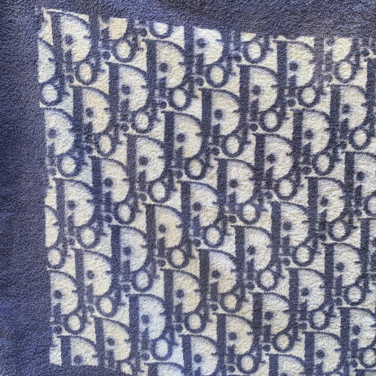 Women's Christian Dior Vintage Blue Monogram Cotton Oblique Pool Beach Towel