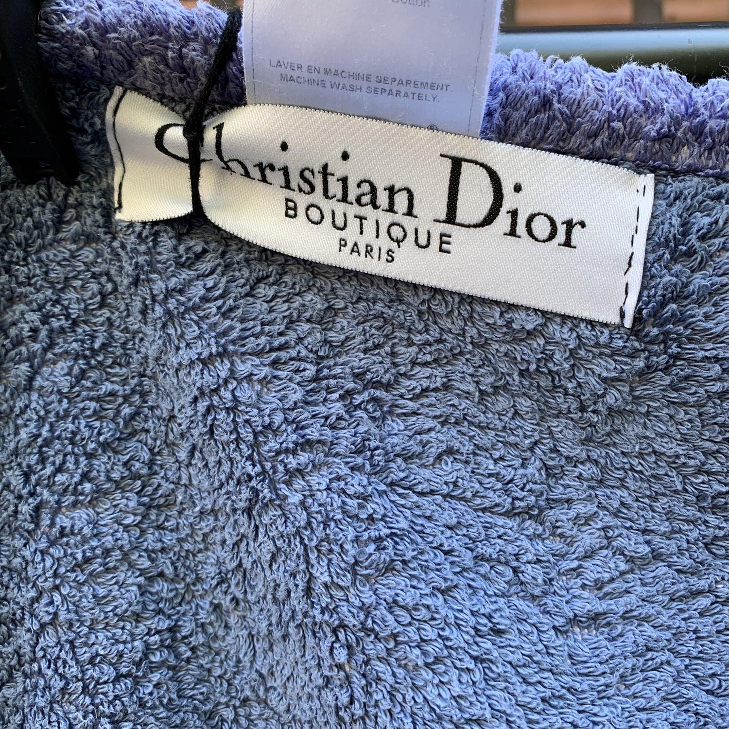 Christian Dior - Serviette de plage vintage bleue en coton avec monogramme en vente 3
