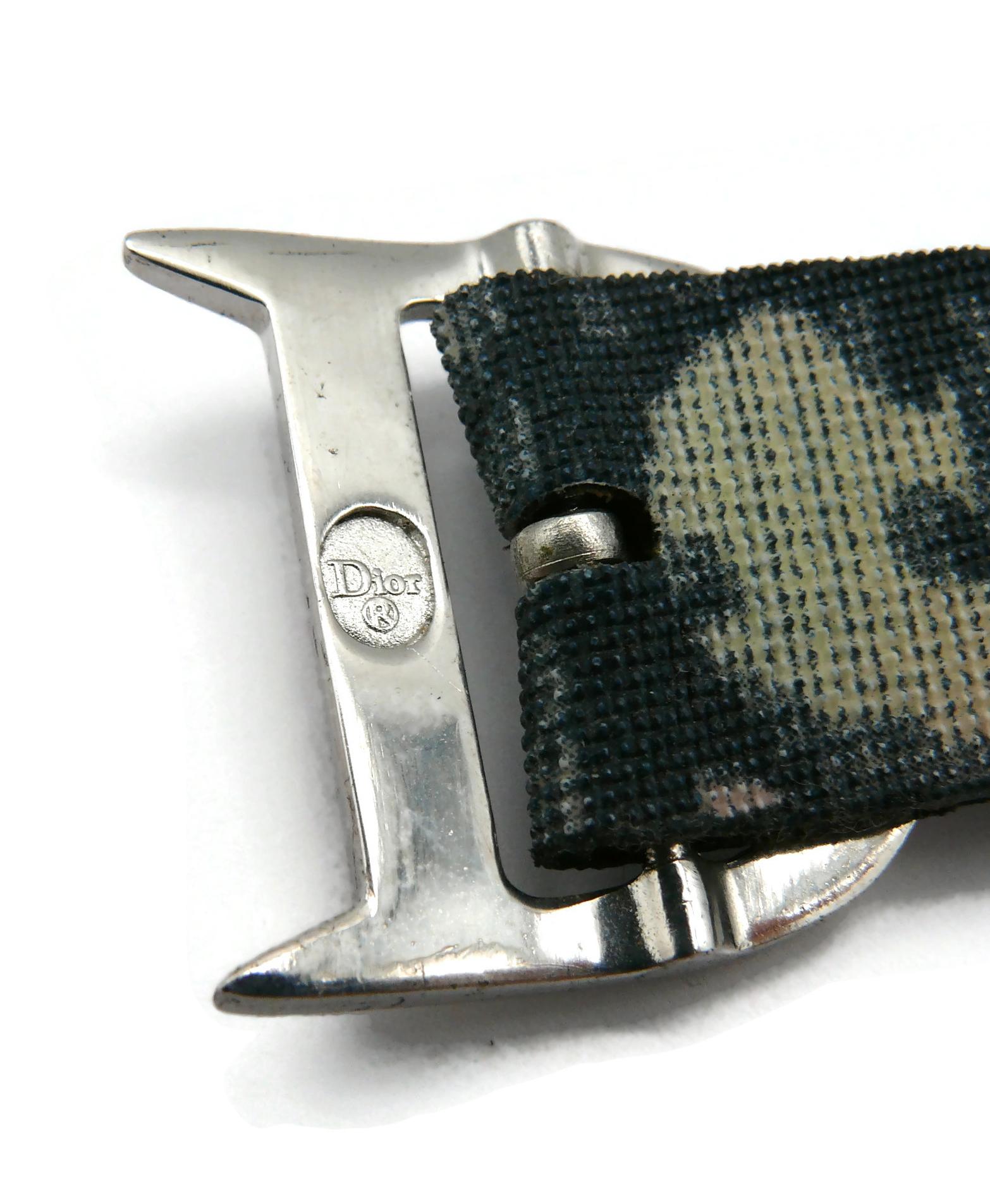 CHRISTIAN DIOR Vintage Blaues Monogramm-Armband aus Leder und Segeltuch mit D-Schnalle im Angebot 11