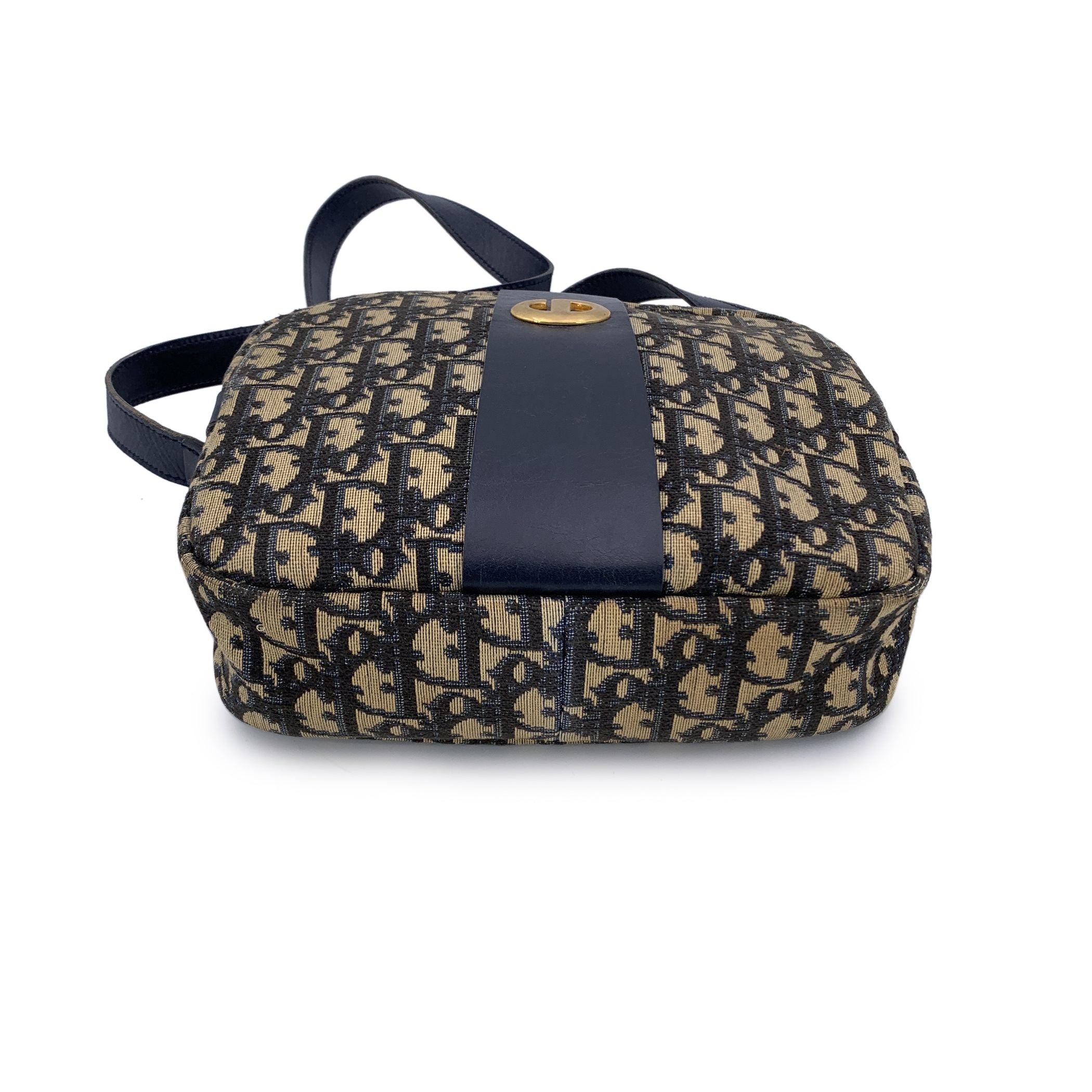 Christian Dior Vintage Blue Oblique Canvas Monogram Shoulder Bag In Good Condition In Rome, Rome