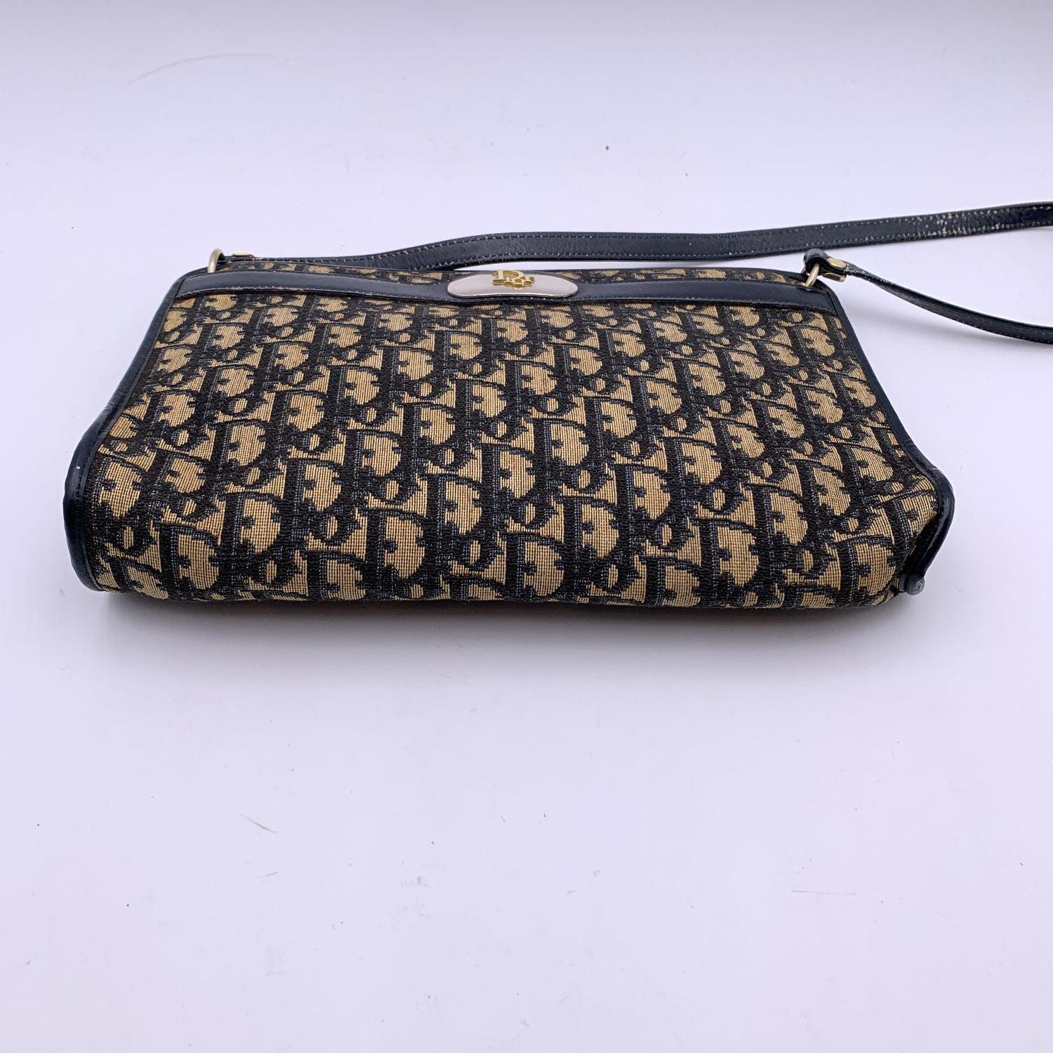 Women's Christian Dior Vintage Blue Oblique Canvas Monogram Shoulder Bag