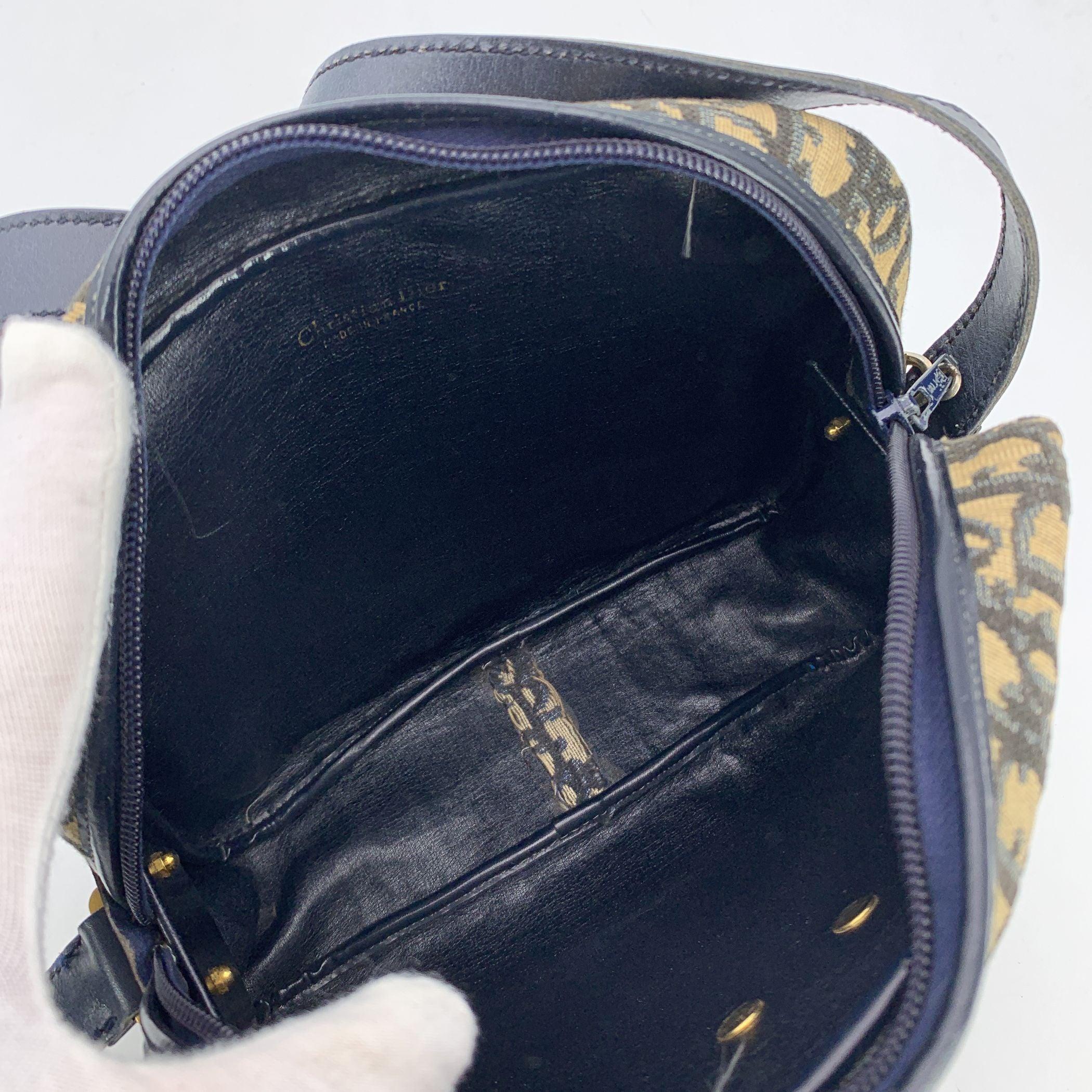 Women's Christian Dior Vintage Blue Oblique Canvas Monogram Shoulder Bag