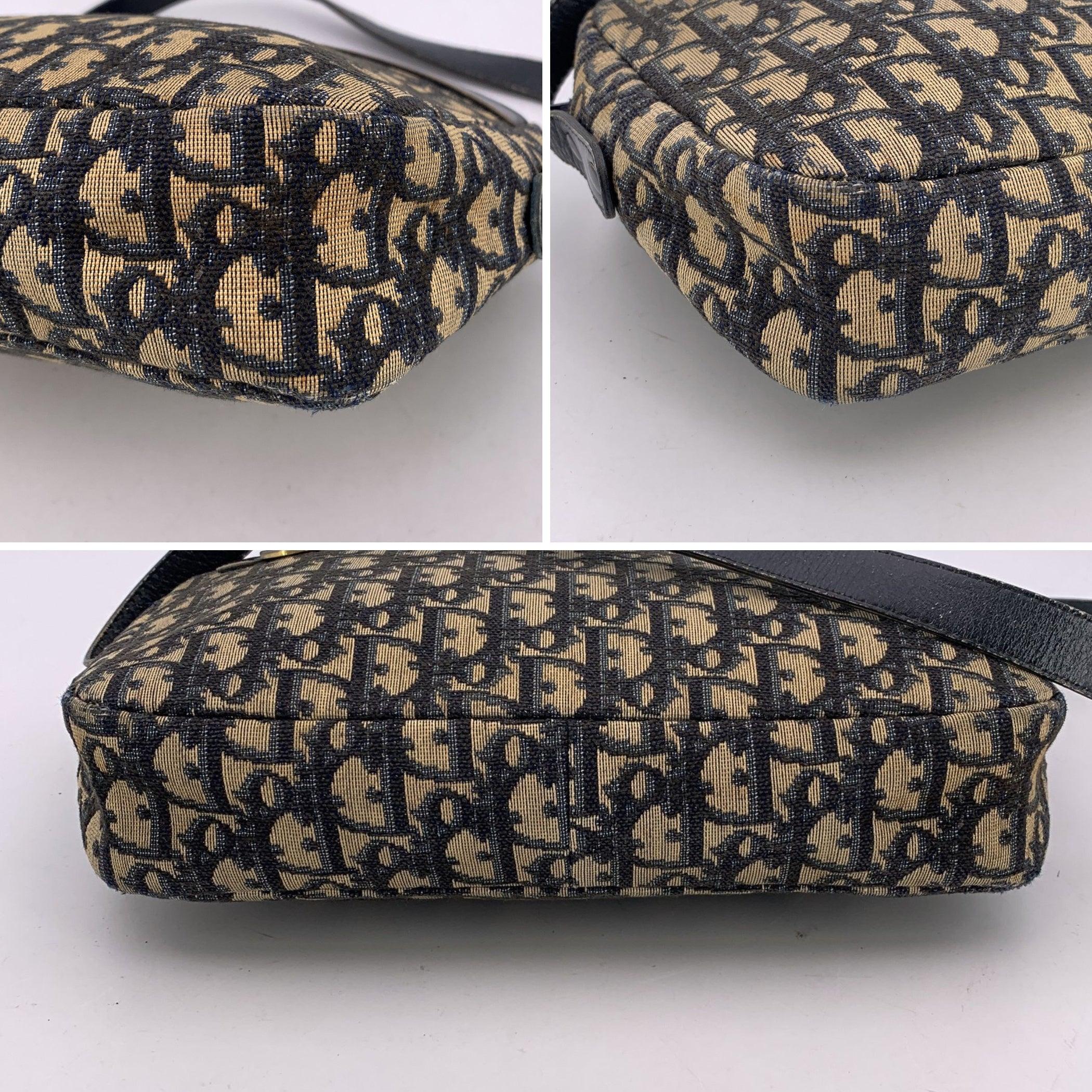 Women's Christian Dior Vintage Blue Oblique Canvas Monogram Shoulder Bag For Sale