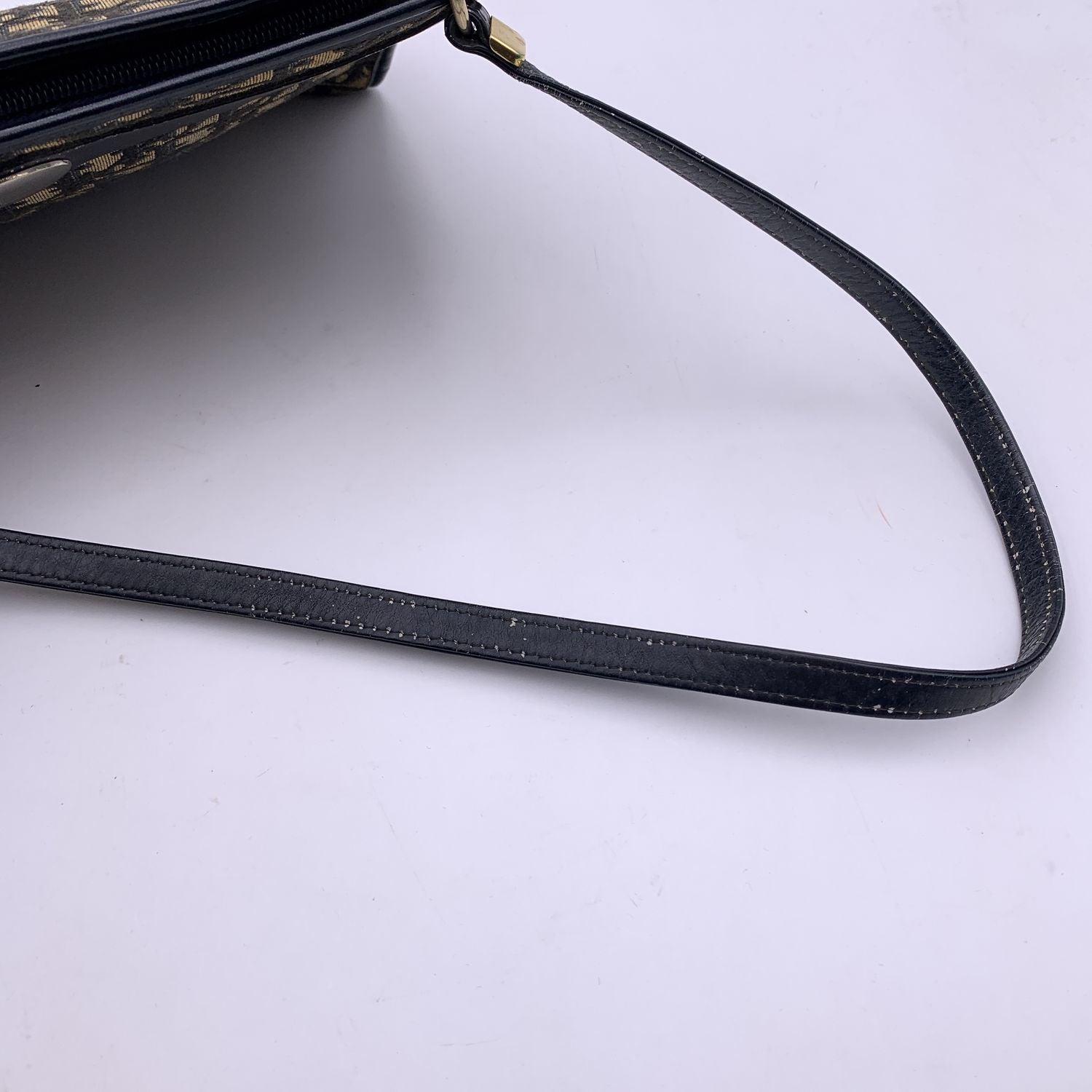 Christian Dior Vintage Blue Oblique Canvas Monogram Shoulder Bag 1