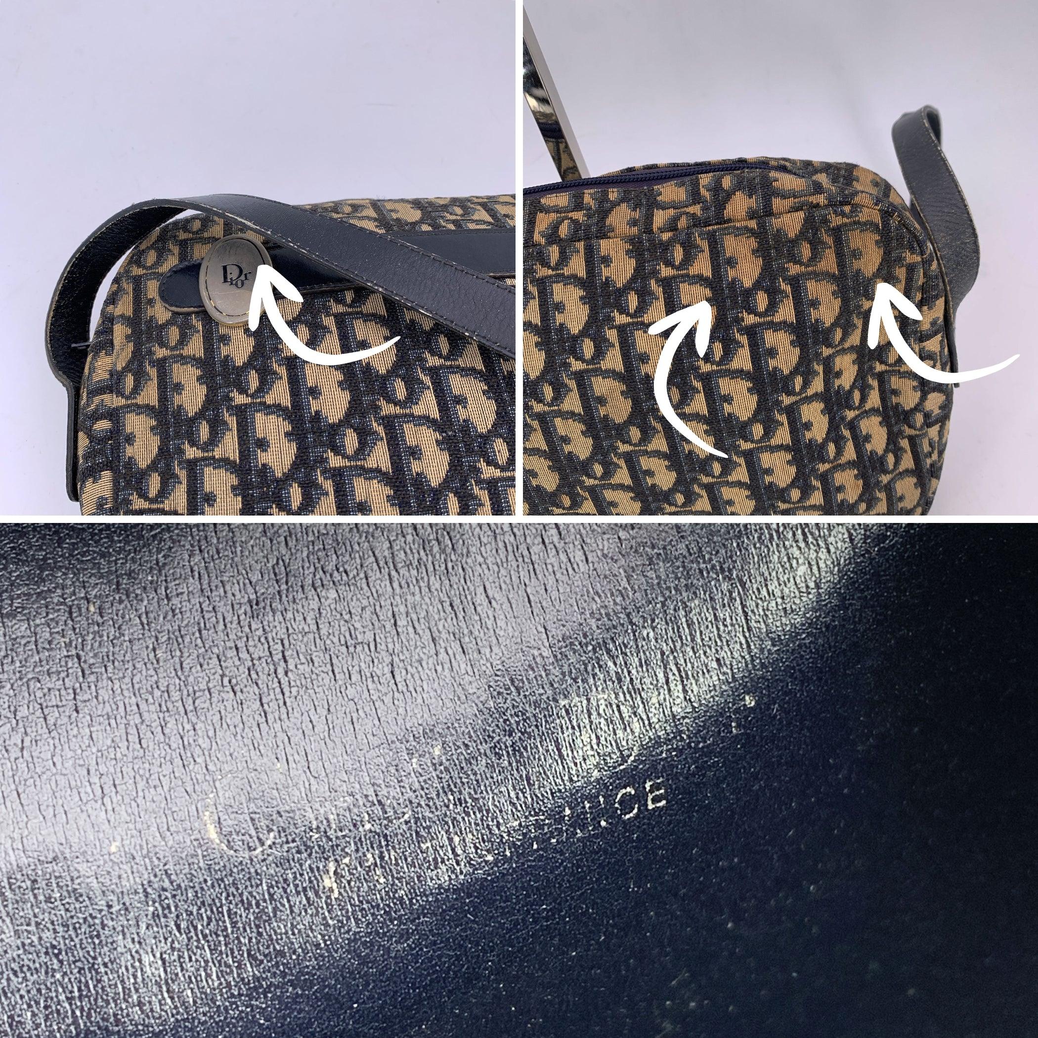 Christian Dior Vintage Blue Oblique Canvas Monogram Shoulder Bag For Sale 1