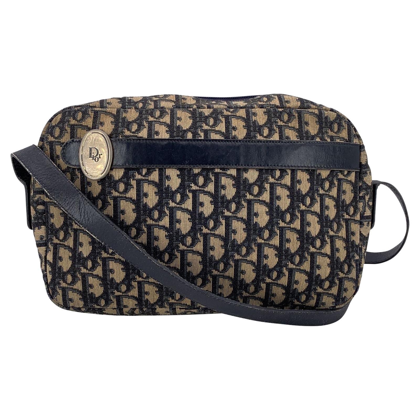 Christian Dior Borsa a tracolla obliqua in tela blu vintage Monogram