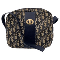 Christian Dior Vintage Blue Oblique Canvas Monogram Shoulder Bag